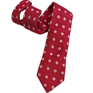 Andrew's Ties Men's Red Tie with White Flowers